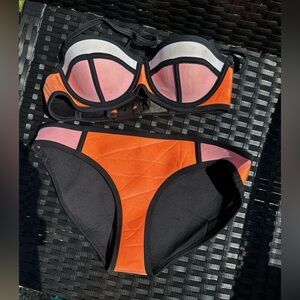Triangl Swimwear Orange and Pink Bikini Set